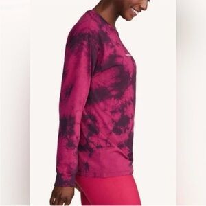 Peloton Pink and Black Tie-Dye Long Sleeve Tee